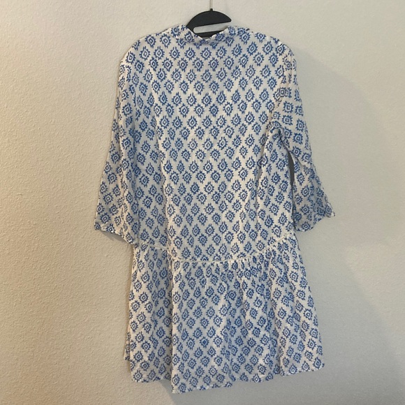 Ro’s Garden Deauville Dress Blue White Block Print oversize shirt dress small - Picture 9 of 14